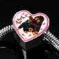 Tibetan Mastiff Dog Print Heart Charm Steel Bracelet