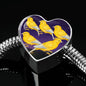 Domestic Canary Bird Print Heart Charm Steel Bracelet