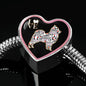 Pomeranian Dog Love Print Heart Charm Steel Bracelet