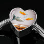 Mollies Fish Print Heart Charm Steel Bracelet