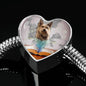 Berger Picard Print Heart Charm Steel Bracelet