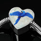 Hyacinth Macaw Parrot Art Print Heart Charm Steel Bracelet