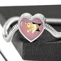 Lovely Hamster Print Heart Charm Steel Bracelet