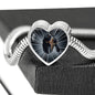 Bluetick Coonhound Dog Print Heart Charm Steel Bracelet