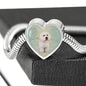 Bichon Frise Dog Print Heart Charm Steel Bracelet