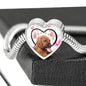 Bloodhound Print Heart Charm Steel Bracelet