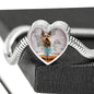 Berger Picard Print Heart Charm Steel Bracelet