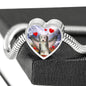 Bearded Collie Print Heart Charm Steel Bracelet