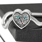 Blue Eyes Cat Print Heart Charm Steel Bracelet