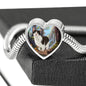 Munchkin cat Print Heart Charm Steel Bracelet