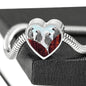 African Grey Parrot Print Heart Charm Steel Bracelet