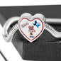 Labrador Retriever Texas Print Heart Charm Steel Bracelet