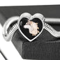 Siberian Husky Dog 3D Print Heart Charm Steel Bracelet