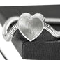 Thoroughbred Horse Print Heart Charm Steel Bracelet