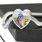 Scottish Fold Cat Print Heart Charm Steel Bracelet