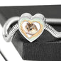 Robo Hamster Print Heart Charm Steel Bracelet
