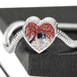 English Springer Spaniel Print Heart Charm Steel Bracelet