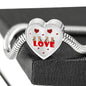 Yorkie Love Print Heart Charm Steel Bracelet