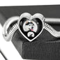 Siberian Husky Dog Print Heart Charm Steel Bracelet