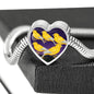 Domestic Canary Bird Print Heart Charm Steel Bracelet