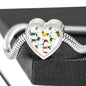 Dachshund Dog Art Print Heart Charm Steel Bracelet