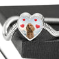 Cocker Spaniel Print Heart Charm Steel Bracelet