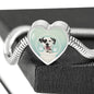 Dalmatian Dog Print Heart Charm Steel Bracelet
