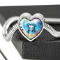 Cat Watercolor Art Print Heart Charm Steel Bracelet