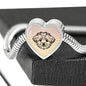 Maltese Dog Vector Art Print Heart Charm Steel Bracelet