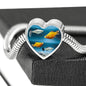 Common Molly Fish Print Heart Pendant Steel Bracelet