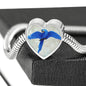 Hyacinth Macaw Parrot Art Print Heart Charm Steel Bracelet