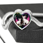 Devon Rex Cat Print Heart Charm Steel Bracelet