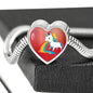 Unicorn Rainbow Print Heart Charm Steel Bracelet