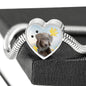Cute Weimaraner Print Heart Charm Steel Bracelet