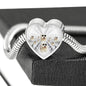 Cute Old English Sheepdog Dog Print Heart Charm Steel Bracelet