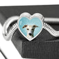 Whippet Dog Print Heart Charm Steel Bracelet