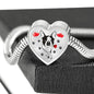 Cute Boston Terrier Print Heart Charm Steel Bracelet