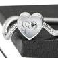 Pug Paws Print Heart Charm Steel Bracelet