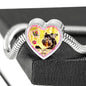 Miniature Schnauzer Dog Print Heart Charm Steel Bracelet
