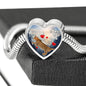 California Spangled Cat Print Heart Charm Steel Bracelet