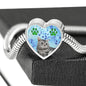 Cute American Shorthair Print Heart Charm Steel Bracelet