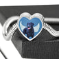 Curly Coated Retriever Print Heart Charm Steel Bracelet