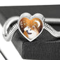 Akita Dog Print Heart Charm Steel Bracelet