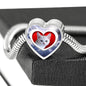 Burmilla Cat Print Heart Charm Steel Bracelet