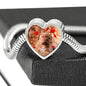 Cute Bordeaux Mastiff Print Heart Charm Steel Bracelet