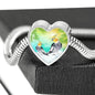 Cockatiel Parrot Art Print Heart Charm Steel Bracelet
