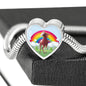 American Paint Horse Print Heart Charm Steel Bracelet