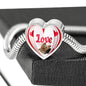 Yorkshire Terrier(Yorkie) Love Print Heart Charm Steel Bracelet