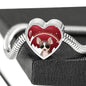 Chihuahua Print Heart Charm Steel Bracelet