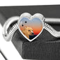 Staffordshire Bull Terrier Print Heart Charm Steel Bracelet